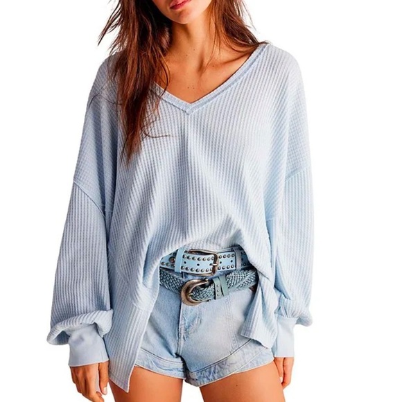 Free People Tops - Free People Coraline Waffle Knit V-Neck Long Sleeve Thermal